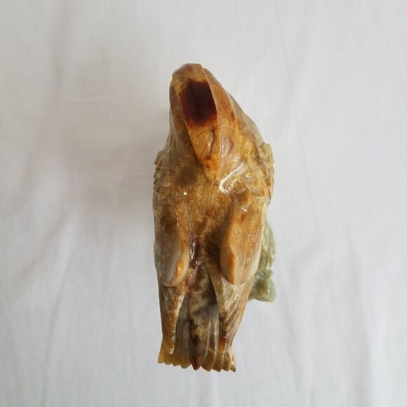 Hand Carved Song Birds 8" Hardstone Green to Golden Brown Audubon Chinese ? - Picture 11 of 16